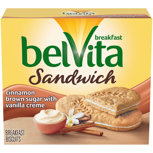Belvita Breakfast Biscuit Sandwiches, Cinnamon Brown Sugar & Vanilla Creme Flavor, 5 Packs (2 Biscuit Sandwiches Per Pack),5 Cou