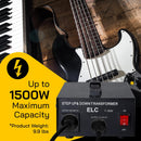 ELC T-1500 Voltage Converter Transformer - Step Up/Down - 110v to 220v / 220v to 110v Power Converter - Circuit Breaker Protection, CE Certified [3-Years Warranty]