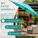 Lyon 2023| 9 Feet Patio Umbrella With Push Button Tilt and Crank