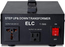 ELC T-1500 Voltage Converter Transformer - Step Up/Down - 110v to 220v / 220v to 110v Power Converter - Circuit Breaker Protection, CE Certified [3-Years Warranty]