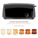 4 Slice Long Slot Toaster with Extra Wide Slots - Black