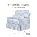 Crawford Chair and a Half Pillowback Swivel Glider - Blue Gingham