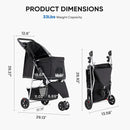 3 Wheel Pet Stroller for Dogs and Cats - Matte Black