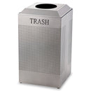 Rubbermaid Silhouette Waste Receptacle, Square, Steel, 29 Gal, Silver Metallic - RCPDCR24TSM