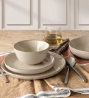 16 Pc Dinnerware Stoneware Dinner Plate and Bowl Set New Beige