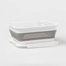 Plastic Collapsible Dish Rack with Drip Tray White