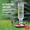 Perky-Pet Hummingbird 10 oz Glass/Metal Antique Bottle Nectar Bird Feeder 4 ports, Pack of 2