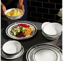 16pc Vitrelle Brasserie Dinnerware Set: Geometric Pattern, Service for 4, Includes Plates & Bowls, Dishwasher-Safe