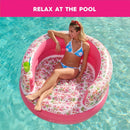Floral Inflatable Pool Chair Float - White Floral/Pink