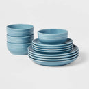 12-Piece Stoneware Dinnerware Set - Blue