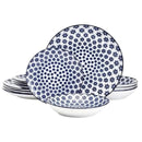 Blooming Delight Floral 12 Piece Plates Bowls Dinnerware Set - Blue and White