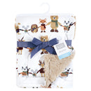 Plush Blanket with Furry Binding and Back, Winter Woodland Friends, One Size