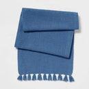 72" x 14" Cotton Textured Table Runner Blue