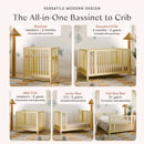 Rolli 9-in-1 Convertible All-Stages Crib with Bassinet & Toddler Bed Kits - Pale Yellow