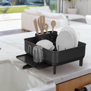 Compact Kitchen Dish Drying Rack with Swivel Spout Stainless Steel Matte Black