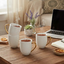 Florian Porcelain Round Mug Set of 4 - White