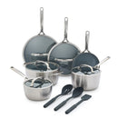 GreenPan GP3 Thermolon 9G Ceramic Nonstick 14-Piece Cookware Set - Healthy Non-Toxic PFAS Free