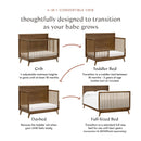 Palma Mid-Century 4-in-1 Convertible Crib with Toddler Bed Conversion Kit - Natural Walnut