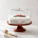 Round Glass & Wood Dessert Stand