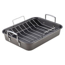 12" x 16" Nonstick Roaster with Rack: Steel, Riveted Handle, Oven-Safe, Turkey Roasting Pan, Even-Heating