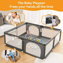 79"x63" 4-Panel Baby Playpen Spacious & Secure Portable Playard - Gray