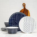 Melamine 12-Piece Dinnerware Set - Dishwasher Safe for Indoor & Outdoor Use - Blue