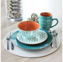Baum Bros 16pc Stoneware Tangiers Dinnerware Set Turquoise
