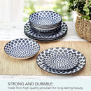Blooming Delight Floral 12 Piece Plates Bowls Dinnerware Set - Blue and White