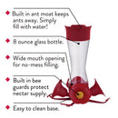 Perky-Pet Hummingbird 8 oz Glass/Plastic Pinch-Waist Nectar Bird Feeder 4 ports, Pack of 2
