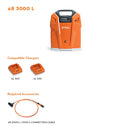 Stihl AR 3000 L Backpack Battery Kitted with AR 3000 L, AR Carrying System, Connecting Cable and AP Adapter