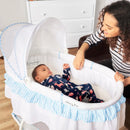 Lacy Portable 2-in-1 Bassinet & Cradle in Blue and White
