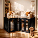 Foldable Wooden Freestanding Dog Gate - Black