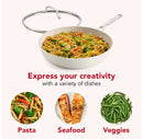 12.25" Hard-Anodized Ceramic Induction Skillet with Lid Porcelain White