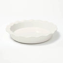 9" Round Stoneware Ruffle Pie Dish Cream