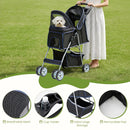 4 Wheels Pet Stroller for Small Dogs and Cats - Black