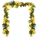 9 Feet Pre-Lit Snow Flocked Tips Christmas Garland With Red Berries