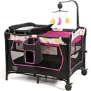 3-in-1 Convertible Portable Baby Playard With Music Box and Wheel and Brakes-Pink