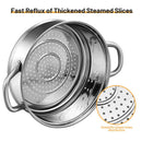 2-Tier Steamer Pot Saucepot Stainless Steel With Tempered Glass Lid