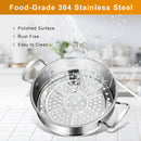 2/3 Tier Stainless Steel Steamer With Handles and Glass Lid-3-Tier