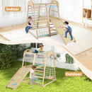 8-in-1 Jungle Gym Wooden Montessori Climber Playset With Slide and Monkey Bar for Kids 3-5 Years Old-Multicolor