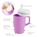 Silicone Sippy Cup with Straw & Handle - Lilac