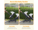 Double Track Tandem Stroller Foldable Bassinet Pram - Light Gray