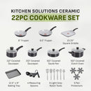 22 Set Ceramic Cookware Set - Black