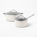 7pc Nonstick Ceramic Coated Aluminum Cookware Set Cream - ™