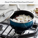 Enameled 2.5-Quart Saucepan with Lid - Aegean Teal