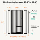 Extra Tall Pet Gate with Adjustable Cat Door - Black