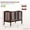 Full-Size 2-in-1 Folding Baby Crib - Espresso