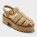 Women's Raffia Platform Heels - Tan - Size 11