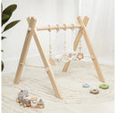 Wooden Baby Play Gym Set - natural wood