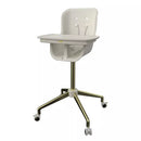 Revel+ High Chair, Modern Design with Dual Trays, Converts for Toddlers, Safe & Easy to Clean – White/Brushed Brass